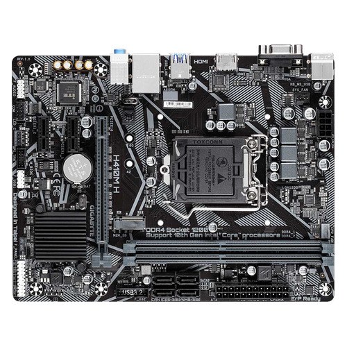 Материнская плата GIGABYTE H410M H (V2.0), LGA1200, Intel H470, 2xDDR4, 4xSATA, 1xM.2, 1xPCIe 3.0 x16, HDMI, D-Sub, 1x1Gb LAN, 3x3.5 мм, 7.1, microATX