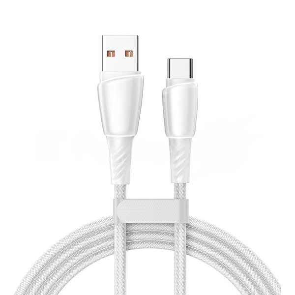 Кабель USB-A – Type-C, 5А, 100Вт, 1м, в белой нейлоновой оплетке Rexant