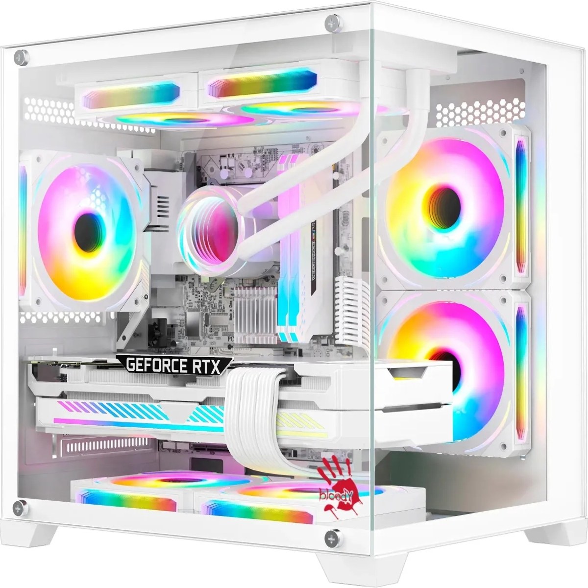 Компьютерный корпус Bloody BD-CC105 белый без БП mATX 5x120мм 1xUSB 2.0 1xUSB 3.0 audio bott PSU