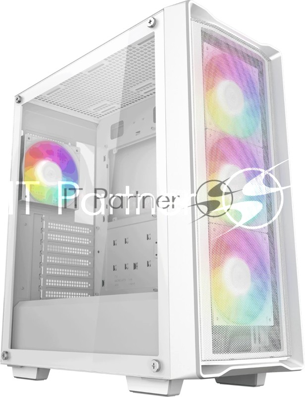 Компьютерный корпус Deepcool CC560 MESH V2 WH без БП, боковое окно (закаленное стекло), 3x120мм ARGb LED вентилятор спереди и 1x120мм ARGb LED вентилятор сзади, белый, ATX