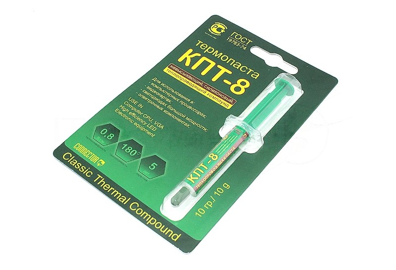 Термопаста КПТ-8 Connector, 10 г, 0.8 Вт/(м⋅К), шприц