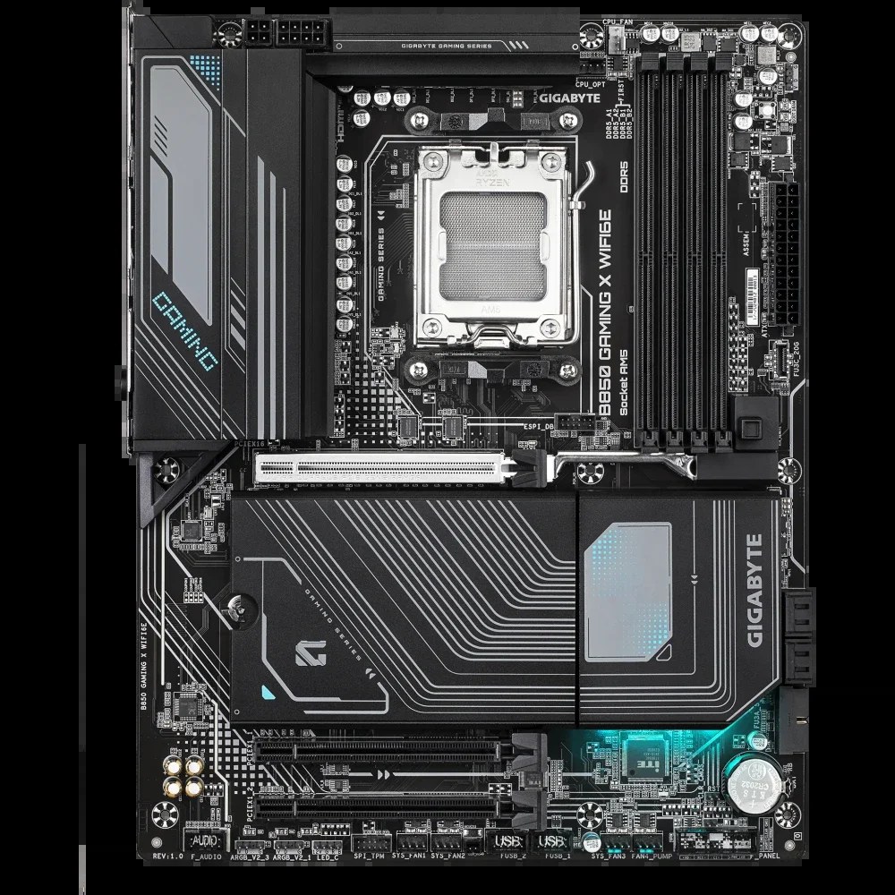 Материнская плата Gigabyte B850 GAMING X WIFI6E, AM5, AMD B850, 4xDDR5, 4xSATA, 3xM.2, 1xPCI-E 5.0 x16, 2xPCI-E 3.0 x1, 1xHDMI, 1xDP, 1x 2.5Gb LAN, 3xUSB-A 3.2 Gen 1, 1xUSB-A 3.2 Gen 2, 3xUSB-A 2.0, 1xUSB-C 3.2 Gen 2, 3x3.5 мм, 7.1, ATX