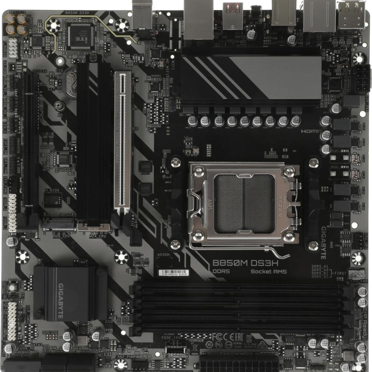 Материнская плата Gigabyte B850M DS3H, AM5, AMD B850, 4xDDR5, 4xSATA, 2xM.2, 1xPCIe 5.0 x16, 1xPCIe 3.0 x4, 1xHDMI, 2xDP, 1x 2.5Gb LAN, 3xUSB-A 3.2 Gen 1, 1xUSB-A 3.2 Gen 2, 4xUSB-A 2.0, 1xUSB-C 3.2 Gen 2, 3x3.5 мм, 7.1, mATX