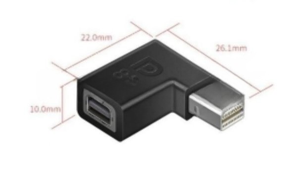 Удлинитель Mini Displayport угловой папа-мама