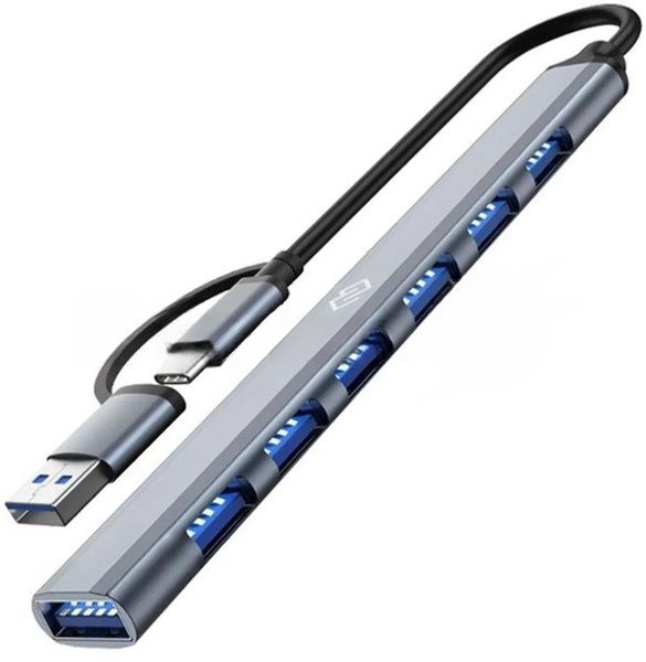 USB-концентратор Digma DHUB-7USB-AC-3.0, USB-C + USB-A, USB 3.0 7 портов, USB