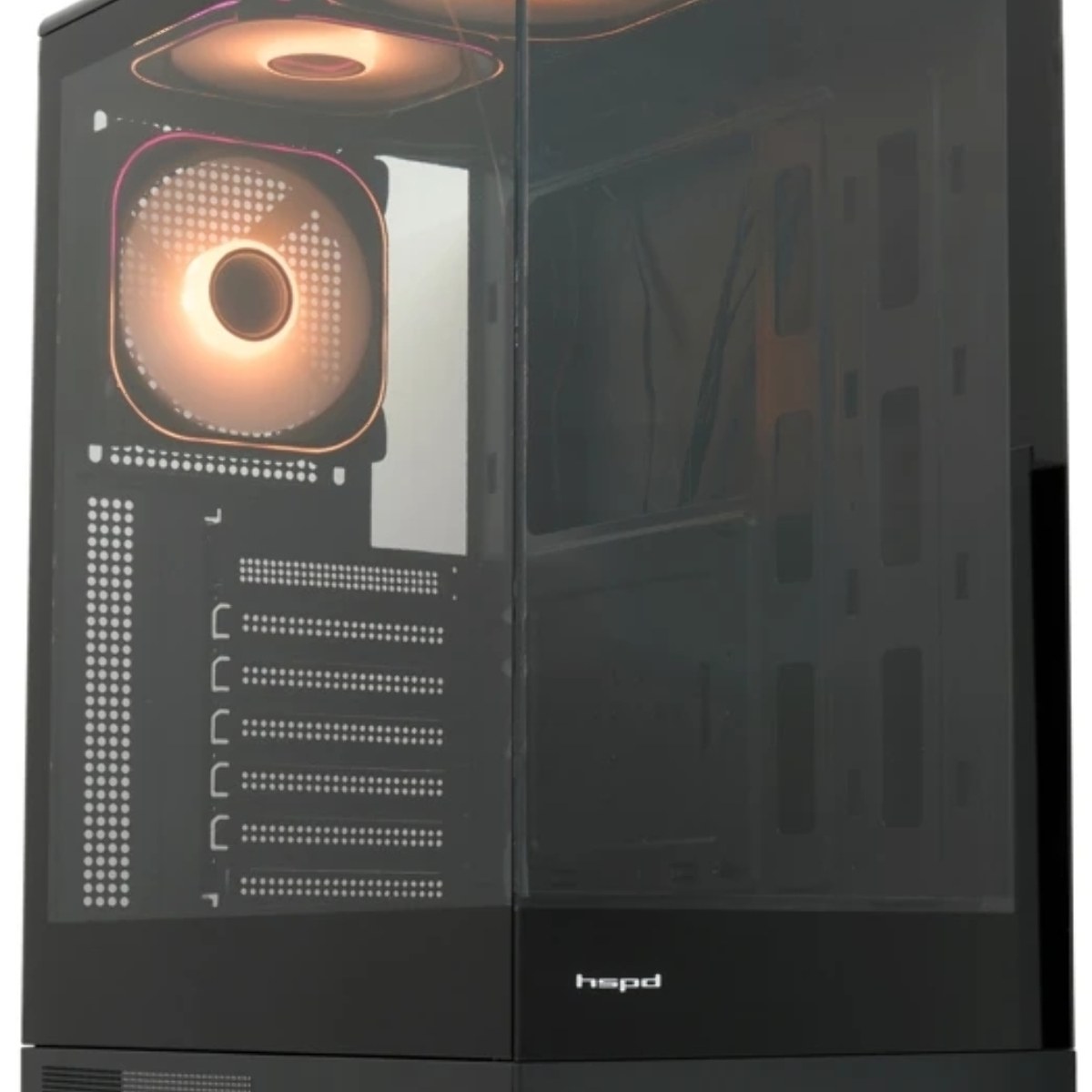 Компьютерный корпус HSPD F510, Panoramic Mid Tower, черный, TG, 0.5 SPCC, 3x120мм ARGb ATX, mATX, mITX 180/280/160мм 1x2.5", 1x3.5", 7xPCI 2xUSB-A 3.0 356x218x467мм