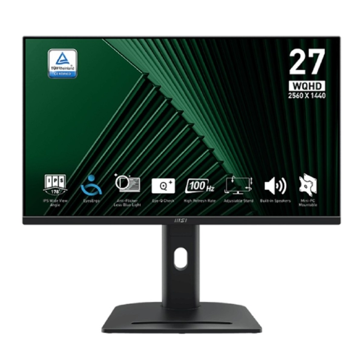 Монитор 27" MSI PRO MP275QPG IPS 2560x1440, 100 Гц, 4 мс, 16:9, 300 кд/м², 2xHDMI, 1xDP, 2x3 Вт, черный.