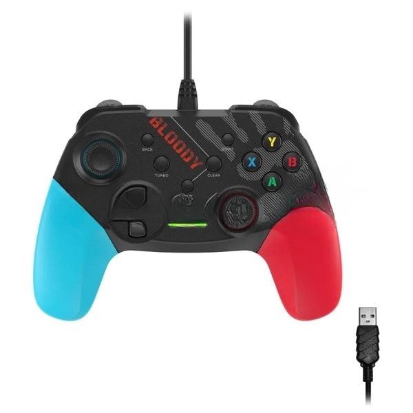 Геймпад A4Tech Bloody GP30 Sports черный/синий USB виброотдача обратная связь