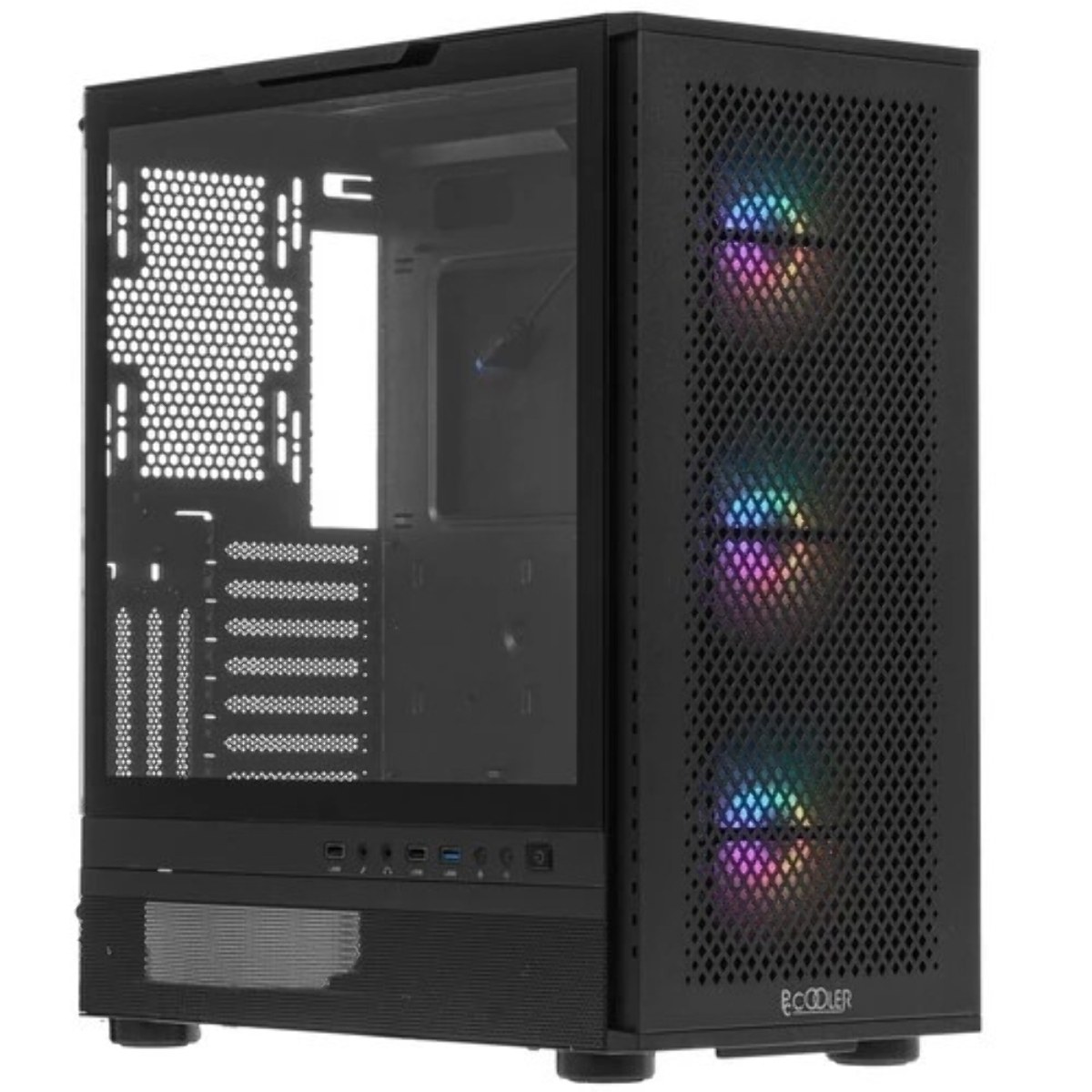 Корпус PCCooler ME200 MESH BK, Midi-Tower, чёрный, 3 x 120 мм