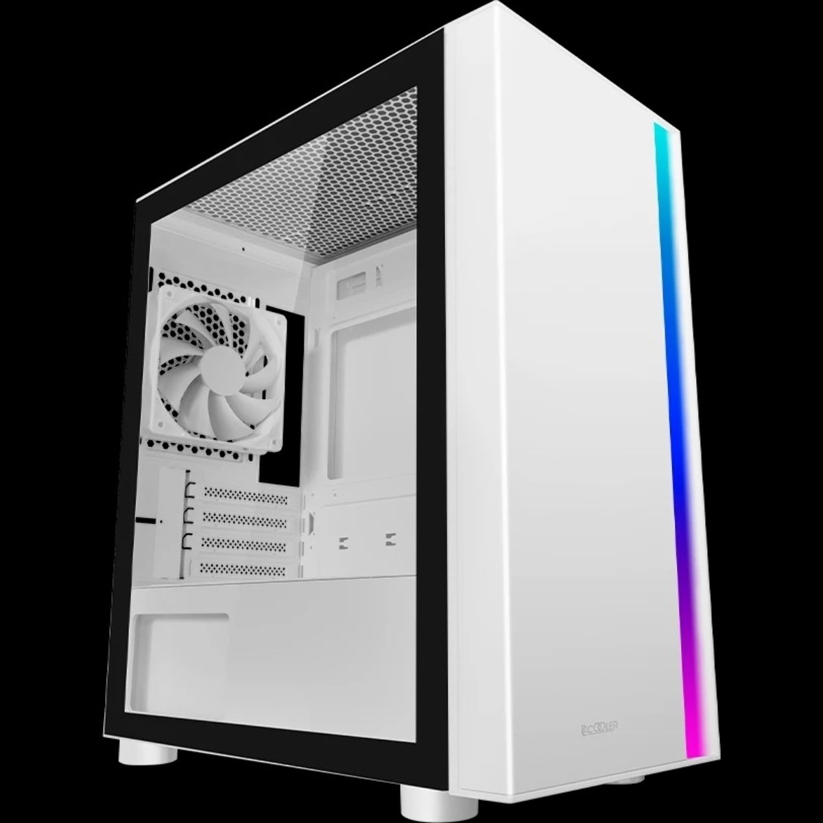 Компьютерный корпус без блока питания PCCooler LM300 ARGb WH, Tempered Glass Mid Tower, белый, ABS, TG, SPCC, 1x120мм ARGb mATX, ITX 170/330/mm 2x2.5", 2x3.5", 5xPCI 1xUSB-A 3.0, 2xUSB-A 2.0 375x205x427mm