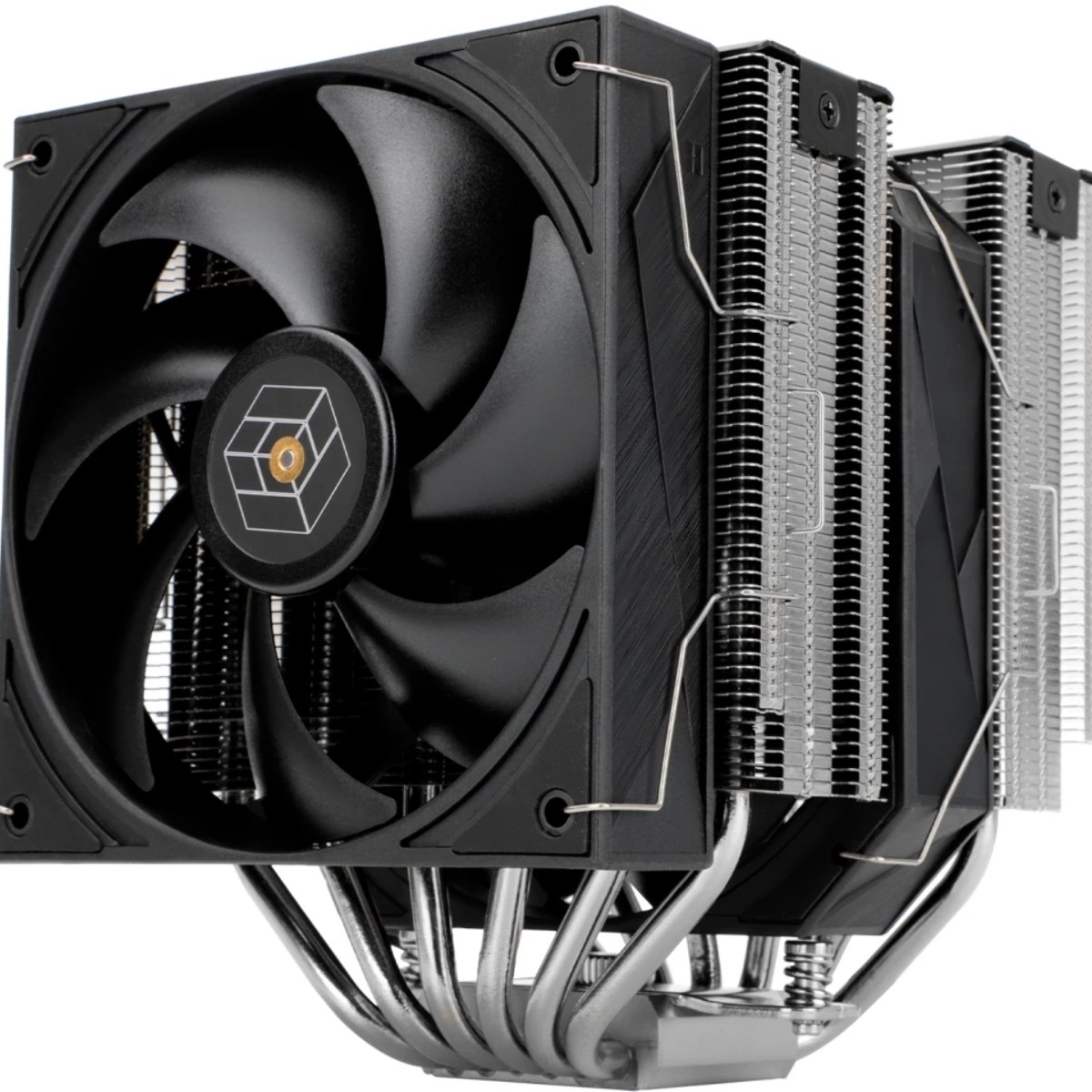 Кулер для процессора Thermalright Royal Pretor 130 (4-pin PWM, 158мм, Ni/Cu, 6x6мм, 1x120+1x130мм, 80.45CFM/81.88CFM, 29.4dBA/28.3dBA, 2150PM/1750RPM, S: 1200, 1700, 1851, 2011, 2066, 115X, AM4, AM5, silver, black)