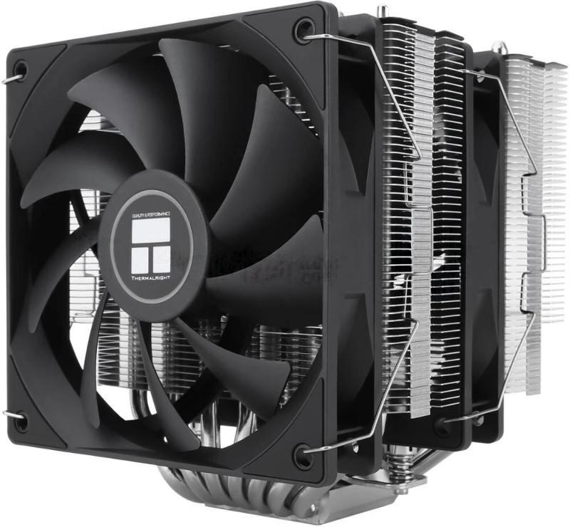 Кулер для процессора Thermalright Phantom Spirit 120 SE черный (4-pin PWM, 154mm, Ni/Cu, 7x6mm, 2x120мм, 66.17CFM, 25.6dBA, 1500RPM, S: 1200, 1700, 1851, 115X, AM4, AM5, silver, black)