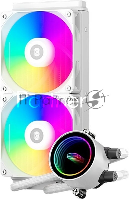 Система жидкостного охлаждения PcCooler DA240 WH ARGB Soc-AM5/AM4/1200/1700/1851 белый 4-pin Al+Cu 270W Ret (DA240-WHAWXX-GL)