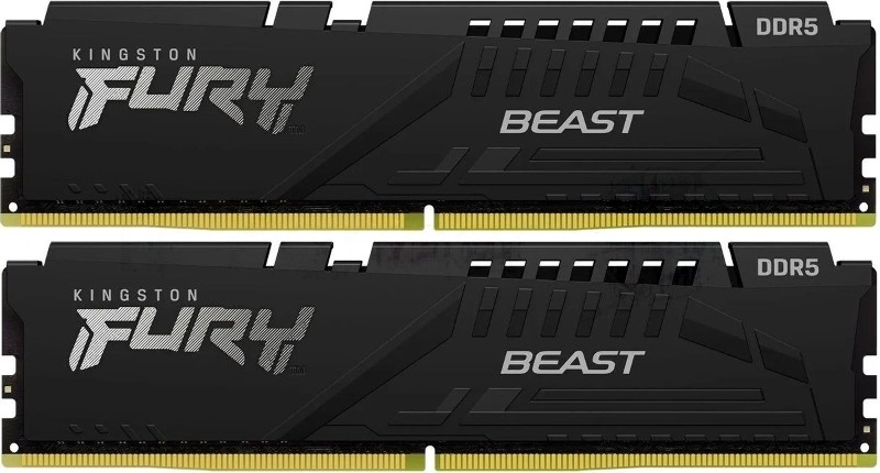 Оперативная память Kingston Fury Beast, DDR5, 32Gb (2x16GB), 6000MHz, CL30, DIMM, с радиатором, черный