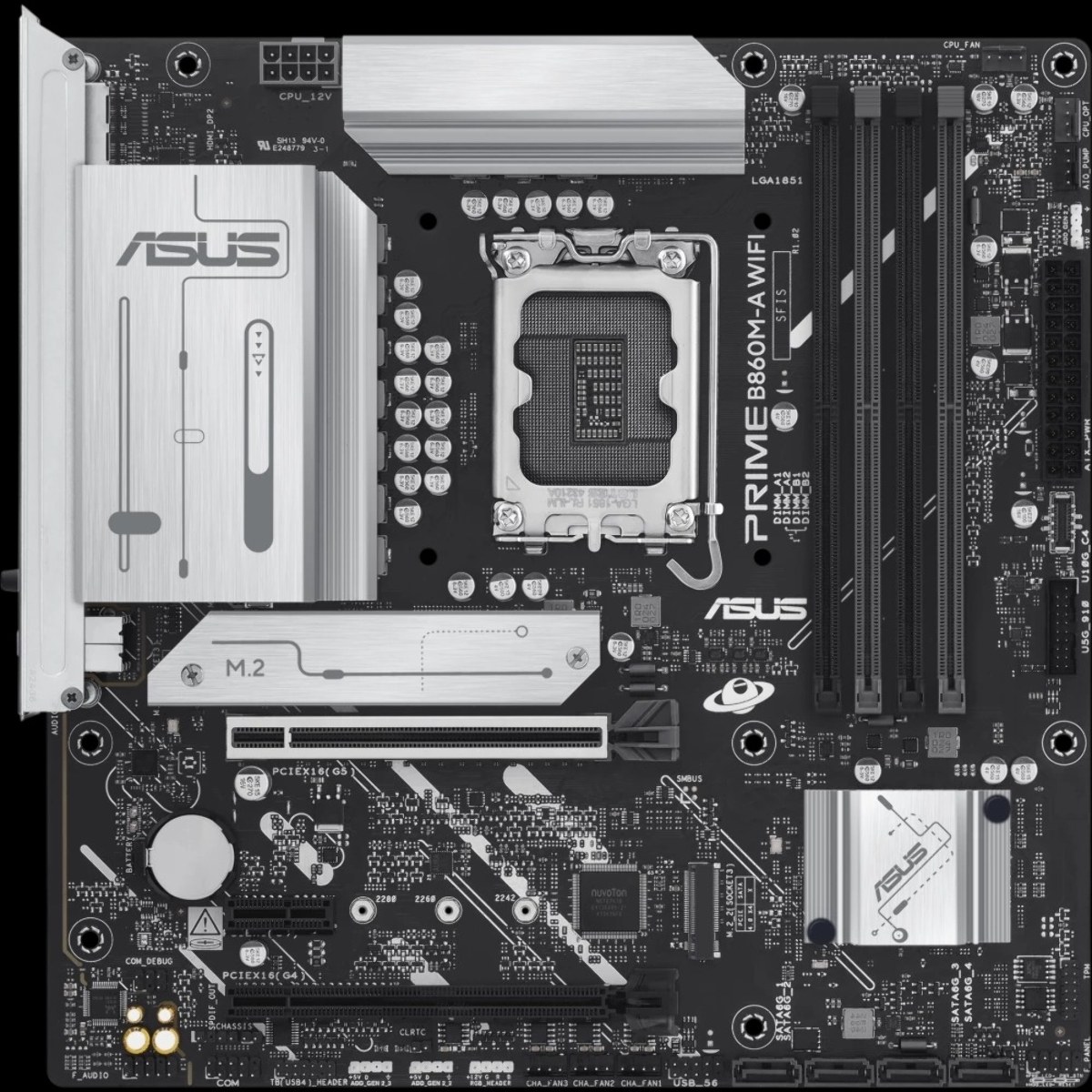 Материнская плата ASUS PRIME B860M-A WIFI, LGA1851, Intel B860, 4xDDR5, 4xSATA, 2xM.2, 1xPCIe 5.0 x16, DisplayPort, HDMI, 1x2.5Gb LAN, USB Type-C, 3x3.5 мм, 7.1, microATX