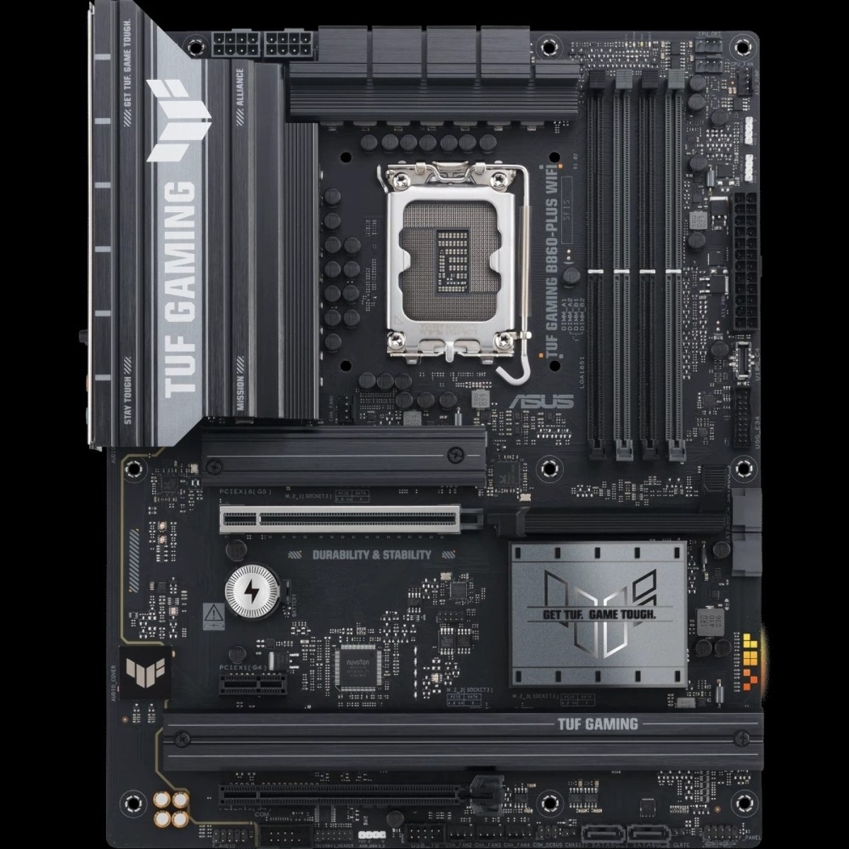 Материнская плата ASUS TUF GAMING B860-PLUS WIFI, LGA1851, Intel B860, 4xDDR5, 4xSATA, 3xM.2, 1xPCIe 5.0 x16, DisplayPort, HDMI, USB Type-C, 1x2.5Gb LAN, 5x3.5 мм, 7.1, ATX