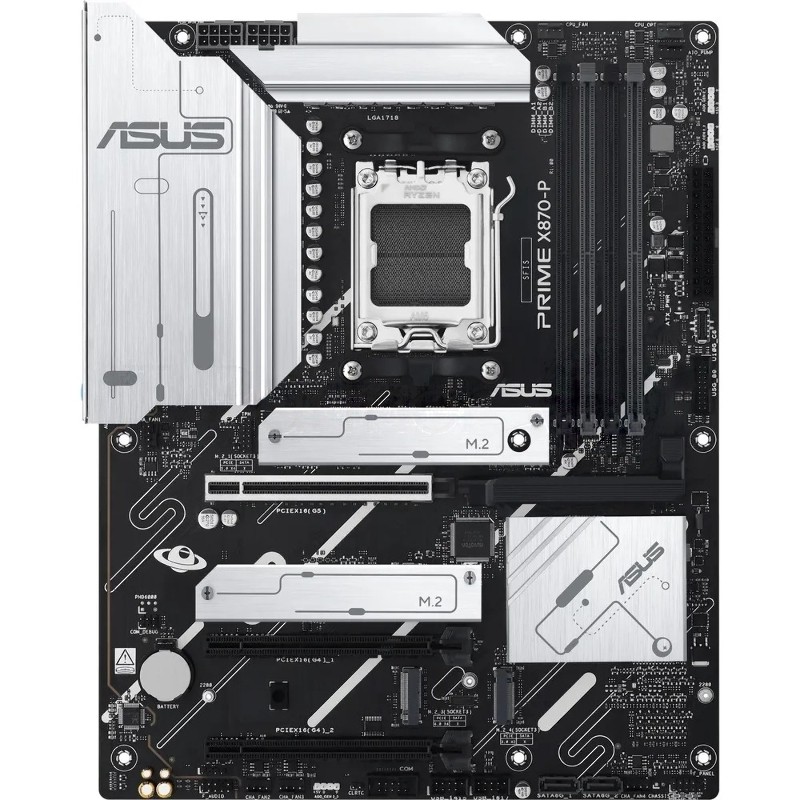 Материнская плата ASUS PRIME X870-P, AM5, AMD X870, 4xDDR5, 4xSATA, 4xM.2, 1xPCIe 5.0 x16, 1xPCIe 4.0 x16, 1xPCIe x1, HDMI, 1x2.5Gb LAN, USB Type-C, 3x3.5 мм, 7.1, ATX