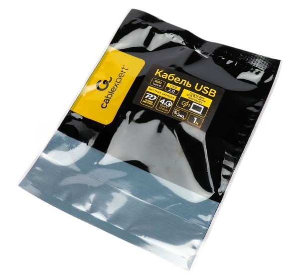Кабель USB2.0 Cablexpert ССP-USB2.0-240W-1M Type-C/Type-C, 5А, 240Вт, PD3.1/QC4.0, медь, алюминиевые коннекторы, оплетка, 1м, черный, пакет