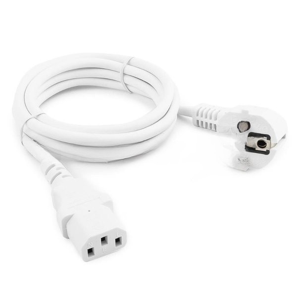 Кабель питания Cablexpert PC-186W Schuko-C13, 3x0.5мм2, 6A, с заземлением, 1.8м, белый, пакет