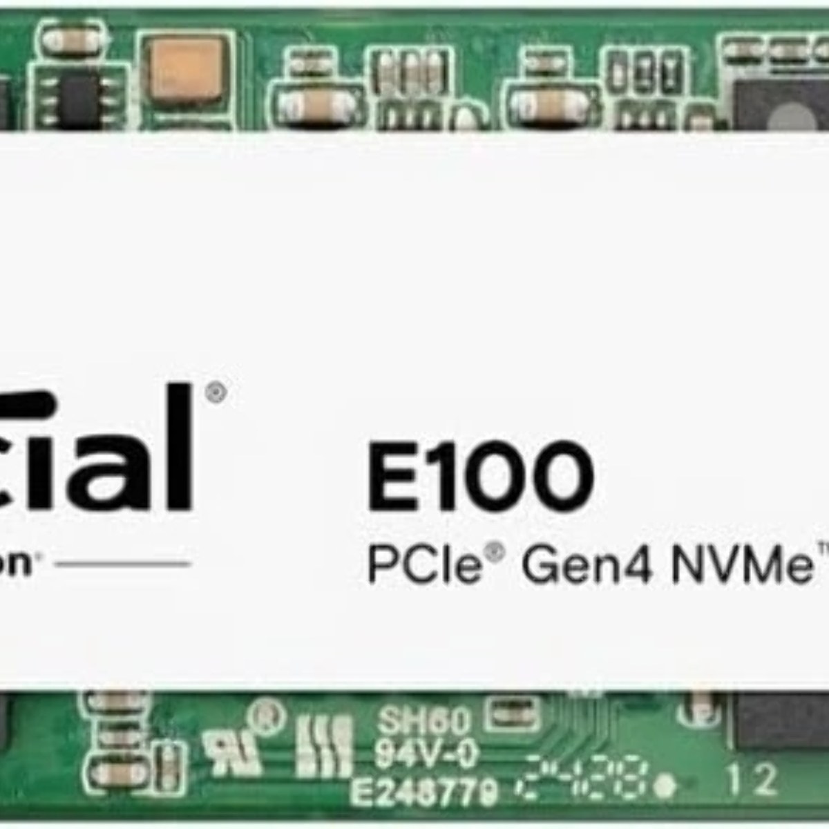 Накопитель SSD Crucial E100, 480Gb, M.2 2280, PCIe 4.0 x4, NVMe, R/W 4700/2500