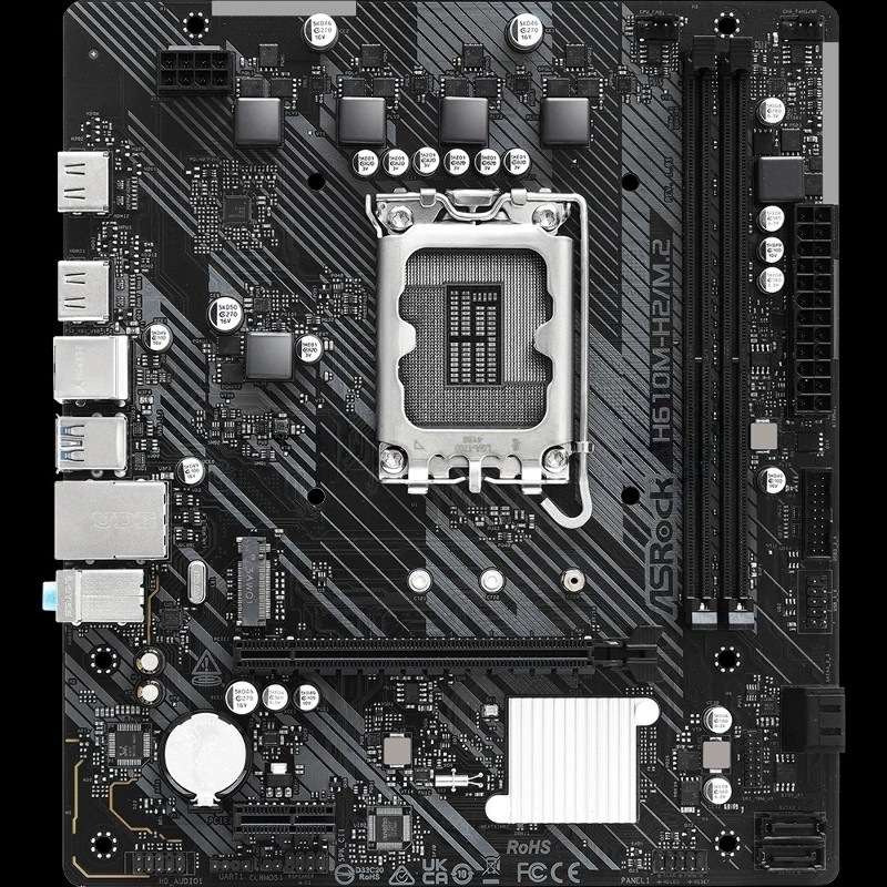 Материнская плата ASRock H610M-H2/M.2, LGA1700, Intel H610, 2xDDR4, 4xSATA, 1xM.2, 1xPCIe 4.0 x16, 2xHDMI, 1x1Gb LAN, 3x3.5 мм, 7.1, microATX
