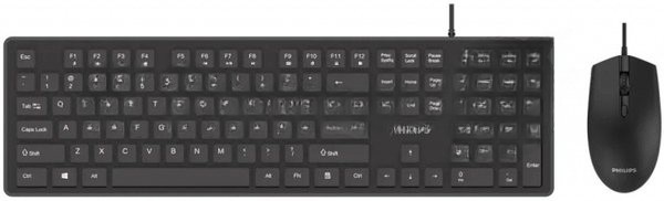 Комплект клавиатура+мышь Philips SPT6264 проводной, USB, 1200 DPI, чёрный