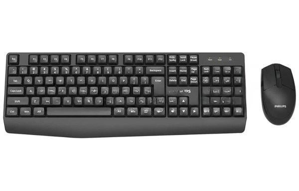 Комплект клавиатура+мышь Philips SPT6337 беспроводной, USB, 1600 DPI, чёрный