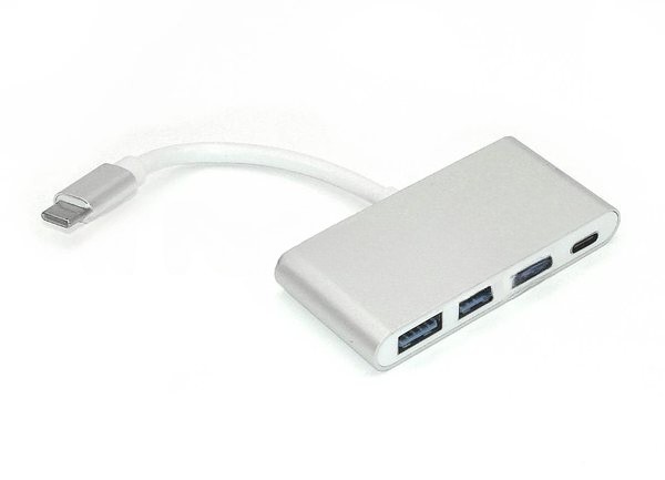 Адаптер Type-C на USB 3.0*3 + Type-С для MacBook серебристый
