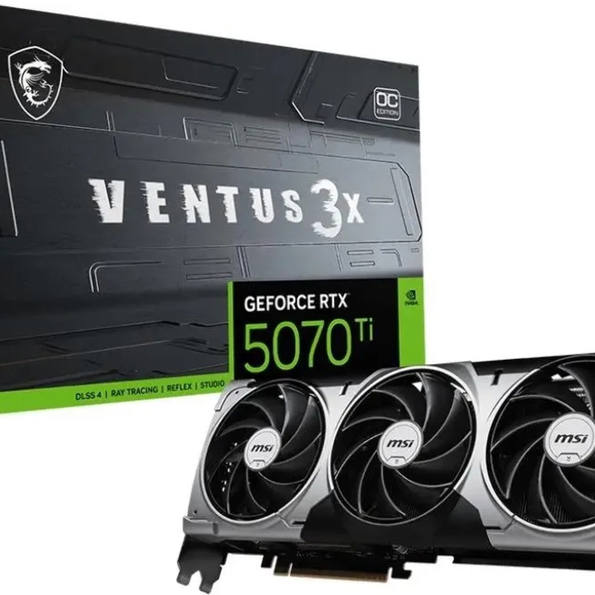 Видеокарта MSI RTX 5070Ti 16G VENTUS 3X OC, 16Gb GDDR7, 256 bit, 3xDP, HDMI, GPU 2300 MHz