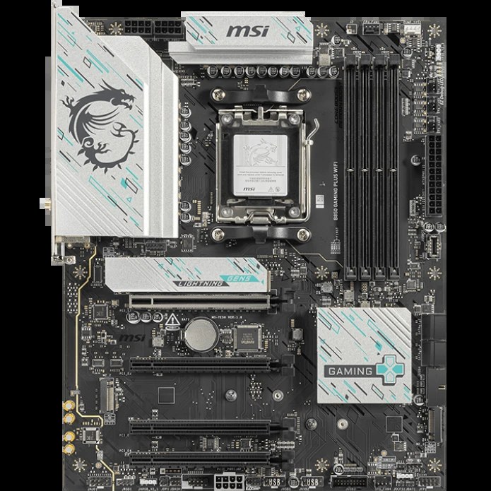 Материнская плата MSI B850 GAMING PLUS WIFI, AM5, AMD B850, 4xDDR5, 4xSATA, 3xM.2, 4xPCIe x16, 1xDisplayPort, 1x 5Gb LAN, 3xUSB 3.2 Gen2, 2xUSB 3.2 Gen1, 4xUSB 2.0, 2x3.5 мм, 7.1, ATX