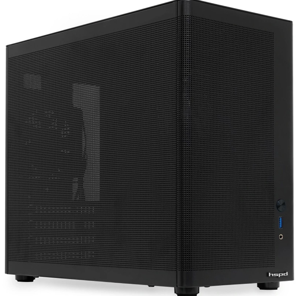 Компьютерный корпус без блока питания HSPD M210, Mesh Mid Tower, черный, 0.7 SPCC, 1x90мм mATX, mITX 140/280/150мм 1x2.5", 1x3.5", 4xPCI 1xUSB-A 3.0 302x168x350мм
