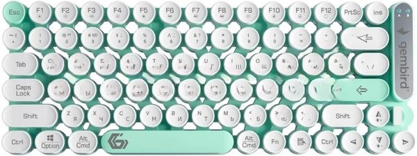 Клавиатура беспроводная Gembird KBW-9, 80кл, подсветка 6 цв, BT 5.1/радио/USB, белая