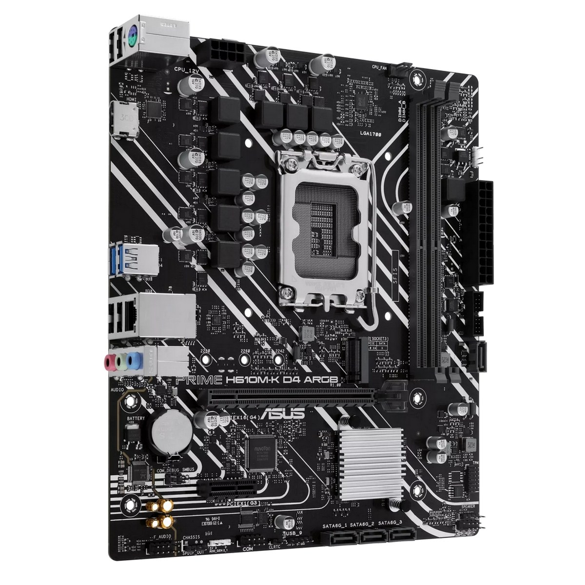 Материнская плата ASUS PRIME H610M-K D4 ARGb, LGA 1700, Intel H610, 2xDDR4, 4xSATA, 1xM.2, 1xPCIe 4.0 x16, 1xHDMI, 1x1Gb LAN, 2xUSB 5Gbps, 4xUSB 2.0, 7.1, mATX