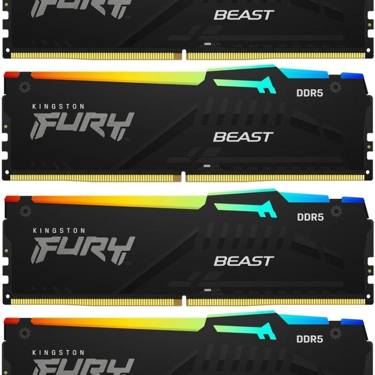 Оперативная память Kingston Fury Beast, DDR5, 128Gb (4x32Gb), 5600MHz, CL40, DIMM, радиатор, RGB, черный