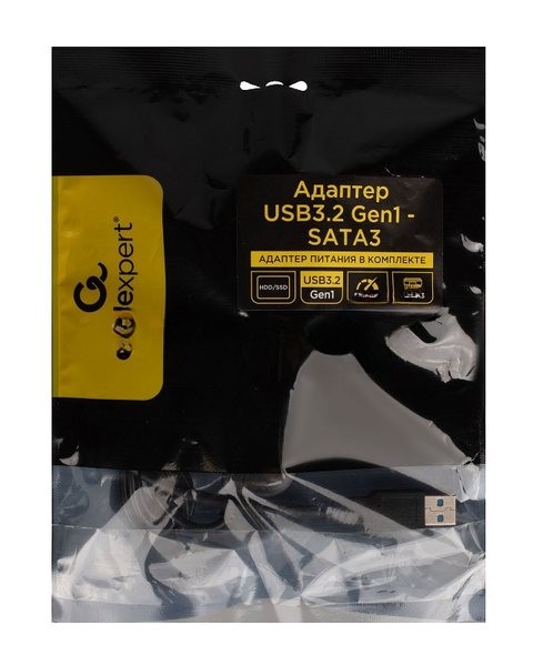 Адаптер USB3.2 Gen1 на SATA 2.5" HDD/SSD Cablexpert A-USB3-SATA3-2.5, Sata3, 5 Гбит/с, 0.3м, пакет