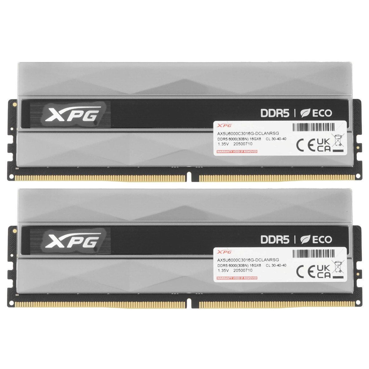 Оперативная память XPG Lancer, DDR5, 32GB (2x16GB), 6000MHz, CL30, DIMM, с радиаторами, RGB, серебристый