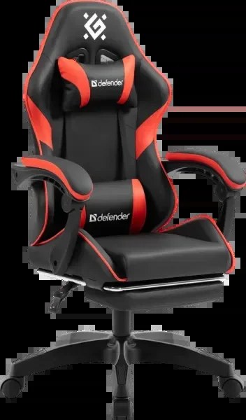Кресло игровое Defender Serenity черный/красн,класс 2, PU,подножка