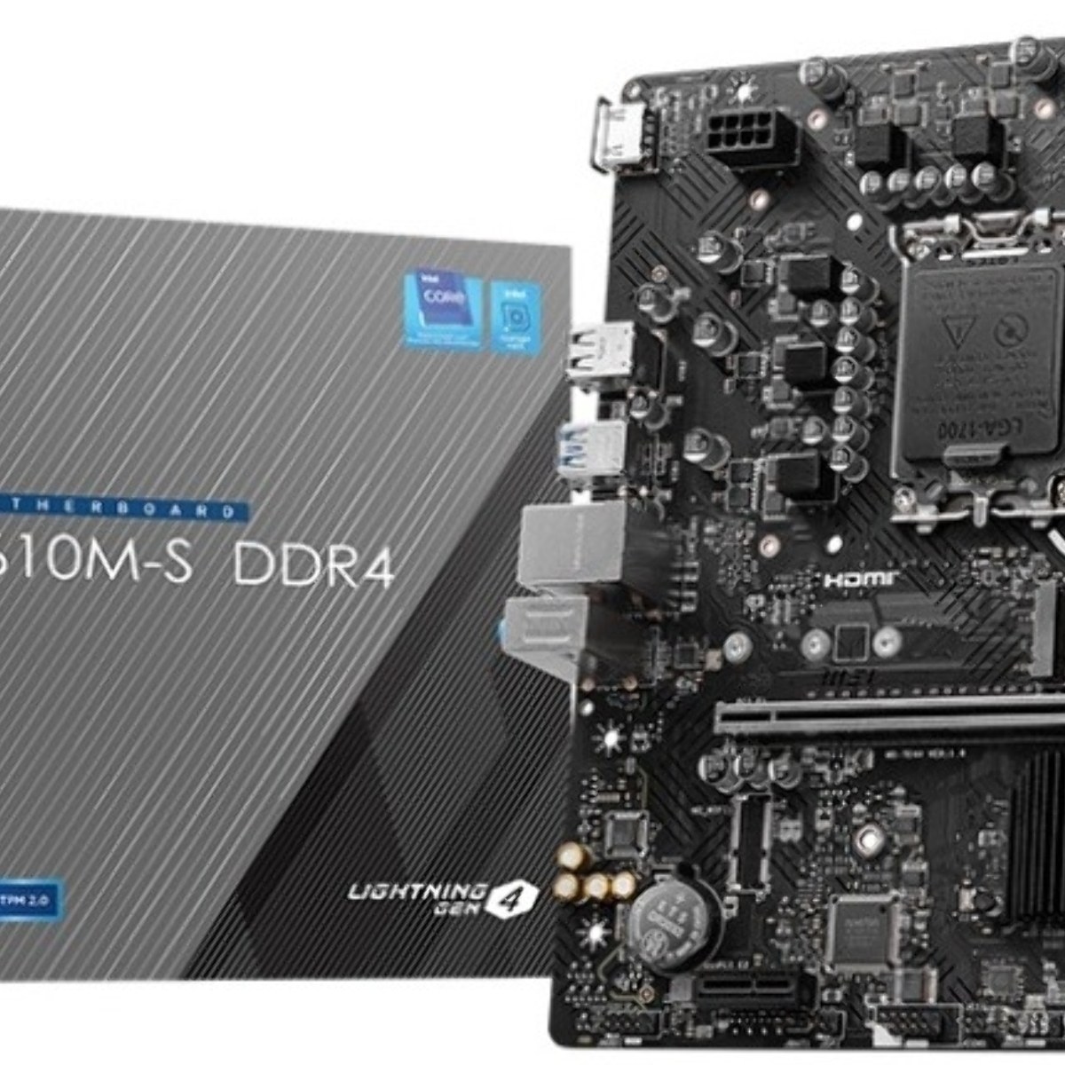 Материнская плата MSI PRO H610M-S DDR4, LGA1700, Intel H610, 2xDDR4, 2xSATA, 1xM.2, 1xPCIe 4.0 x16, HDMI, 1x1Gb LAN, 3x3.5 мм, 7.1, microATX