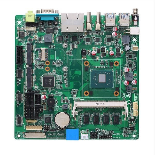 Материнская плата Axiomtek MANO311HGGA-N3350, Intel Celeron N3350, 1xDDR3L-1867 SO-DIMM до 8 Gb, 1xSDXC, 1xPCI x1, 1xMini PCIe, 1xSIM, 6xCOM, 1xSATA, 6xUSB, 2xHDMI, 1xLVDS, 2xLAN, 1x3.5мм, Mini-ITX SBC