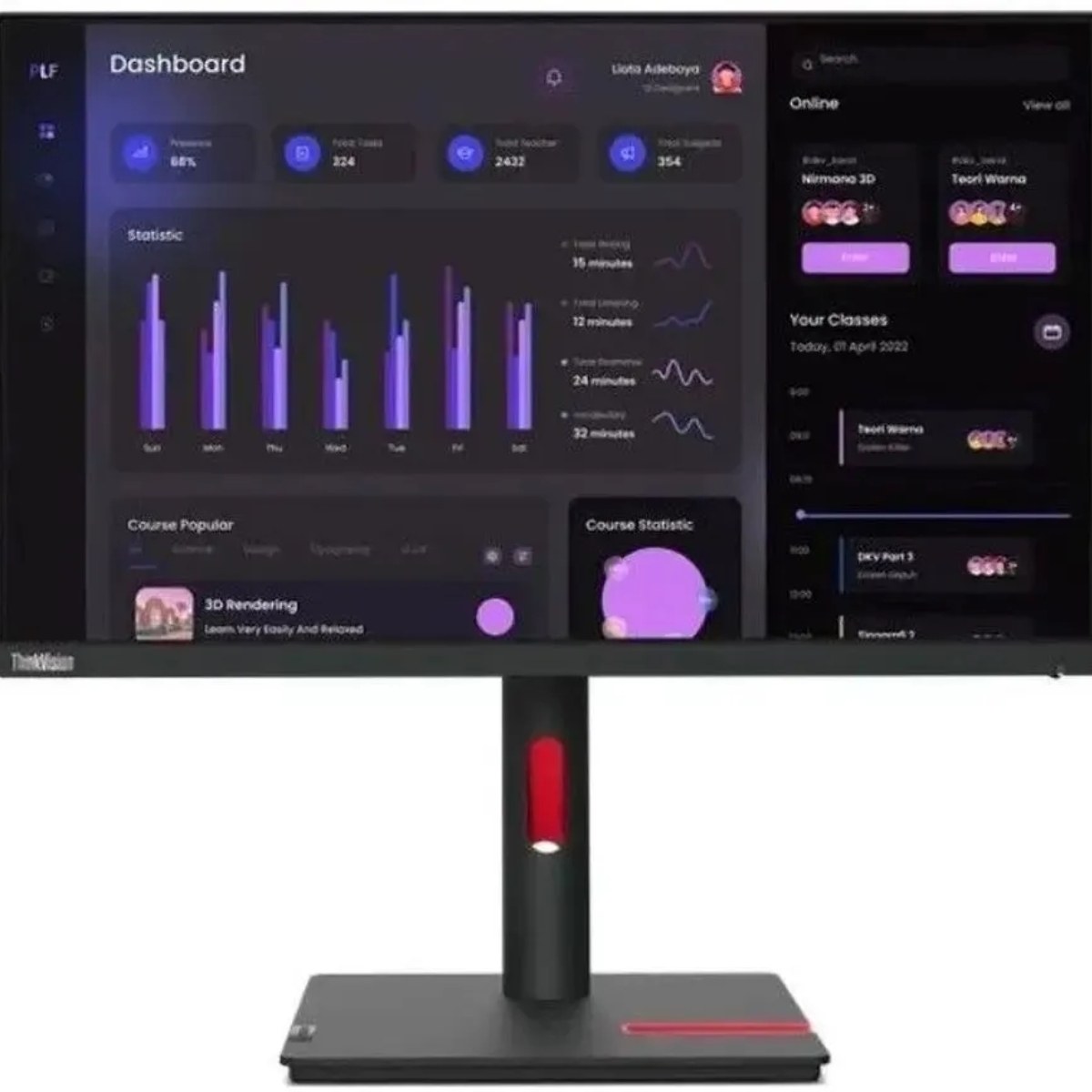 Монитор 23.8" Lenovo ThinkVision T24i-30 IPS 1920x1080, 60 Гц, 4 мс, 16:9, 250 кд/м², HDMI 1.4, DP 1.2, VGA, USB Hub (4x USB 3.2), 3.5 Jack, HDR10, черный