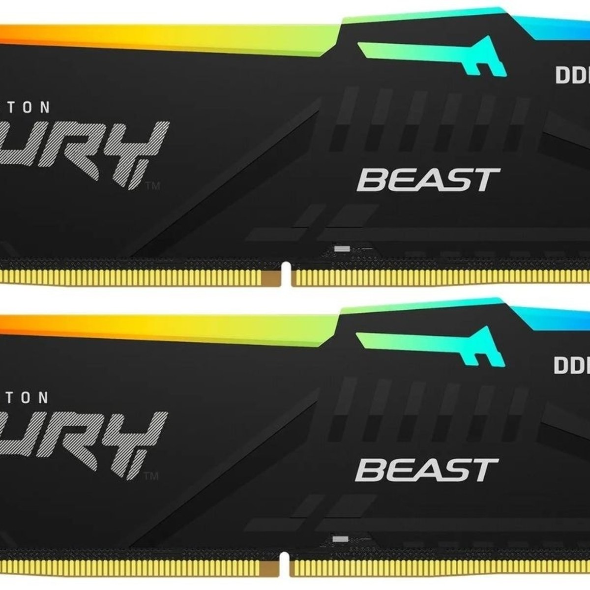 Оперативная память Kingston Fury Beast RGb, DDR5, 32Gb (2x16 Gb), 6000 MHz, CL30, радиатор, RGb, черный
