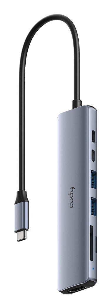 Концентратор USB CUDY UH407, USB Type-C, HDMI, microSD/SD, адаптер/USB Type-C