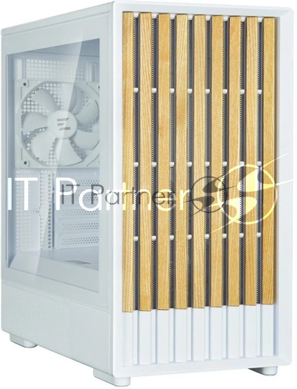 Компьютерный корпус Zalman P10 NAMU, MATX, белый, WINDOW, FRONT COVER WALNUT, 2x3.5", 3x2.5", 1xUSB TYPE-C, 1xUSB 3.0, FRONT 2x120мм, REAR 1x120мм ARGB