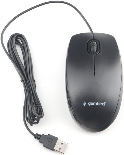 Мышь проводная Gembird MOP-200 черный, 1000 dpi, USB, кнопки - 3