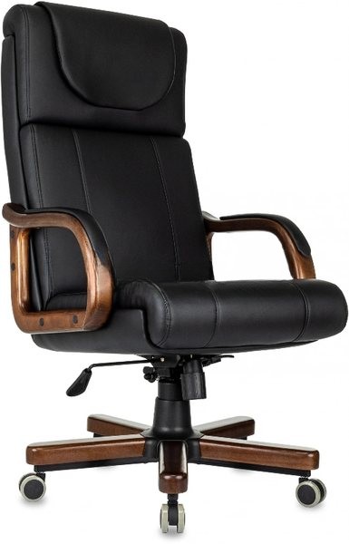 Кресло руководителя Бюрократ T-9933Walnut черный, эко.кожа, крестов. металл/дерево