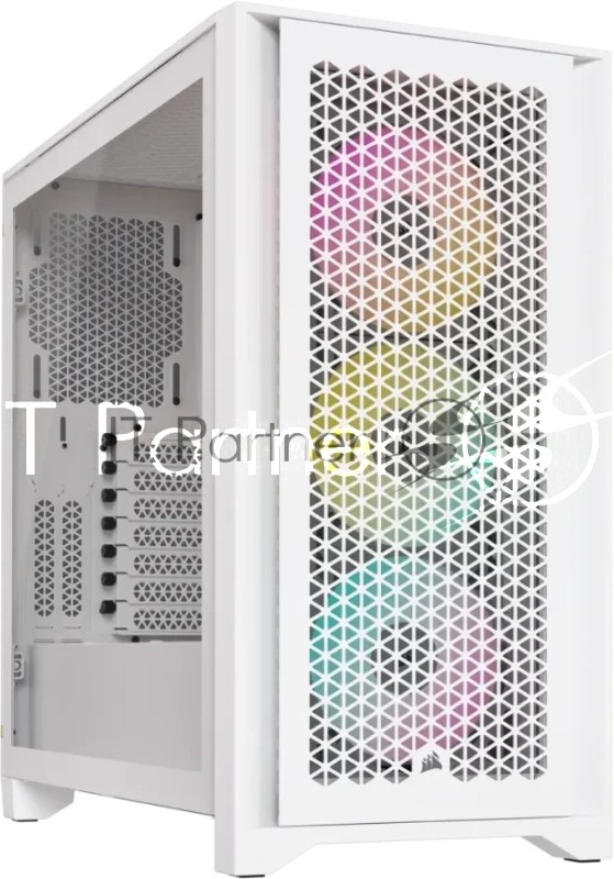 Компьютерный корпус без блока питания Corsair iCUE 4000D RGb Airflow, Midi-Tower, TG, 3x120мм RGb, 1xUSB-A 3.2, 1xUSB 3.2 Type-C, E-ATX, ATX, mATX, mITX белый