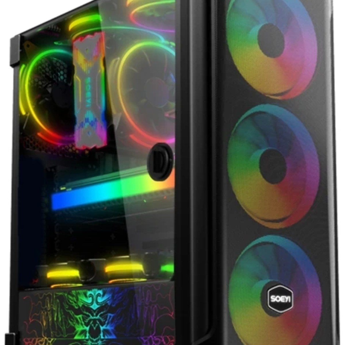 Компьютерный корпус SOEYI "AX1-B10 SOEYI ATX case with черный coating front panel with flat small mesh, without"