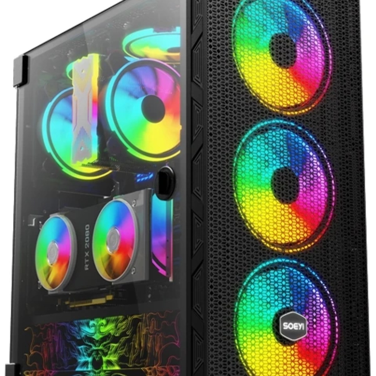 Компьютерный корпус SOEYI "AX8-B20 SOEYI ATX case with черный coating front panel with flat bigger mesh, without"