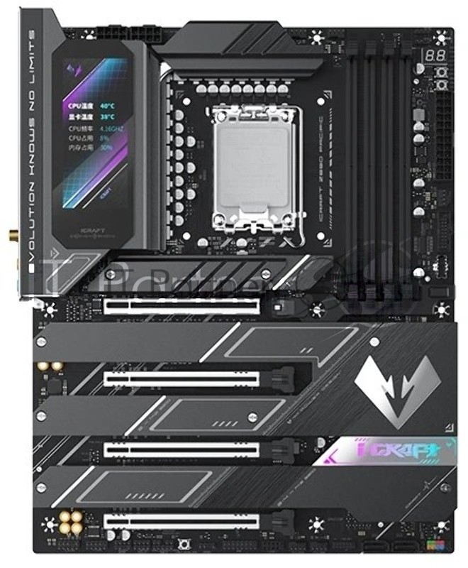 Материнская плата Maxsun MS-iCraft Z890 PACIFIC, LGA1851, Intel Z890, 4xDDR5, 4xSATA, 4xPCIe M.2, 2xPCIe 5.0 x16, 2xPCIe 4.0 x16, 1xHDMI, 1xDP, 1x 5Gb LAN, 2xUSB 40G Type-C, 9xUSB 10G Type-A, 6x3.5 мм, 7.1, ATX