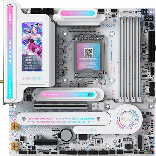 Материнская плата Maxsun MS-iCraft B860M CROSS PRO, LGA1851, Intel B860, 4xDDR5, 4xSATA 6Gb/s, 3xM.2 (PCIe 5.0/4.0), 1xPCIe 5.0 x16, 1xPCIe 4.0 x4, 1xHDMI, 1xDisplayPort, 1x 5Gb LAN, 8xUSB 3.2 Gen2, 1xUSB4 Type-C, 6x3.5 мм, 7.1, microATX